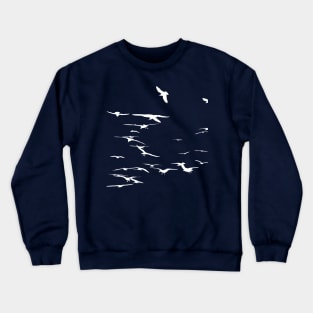 Happy Seagulls Flying In The Sky White Silhouette Crewneck Sweatshirt